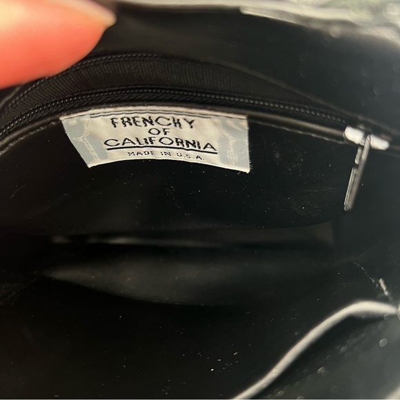 Vintage Frenchy of California Suede Crossbody Bag Black Gold Chain Strap USA - Picture 6 of 12